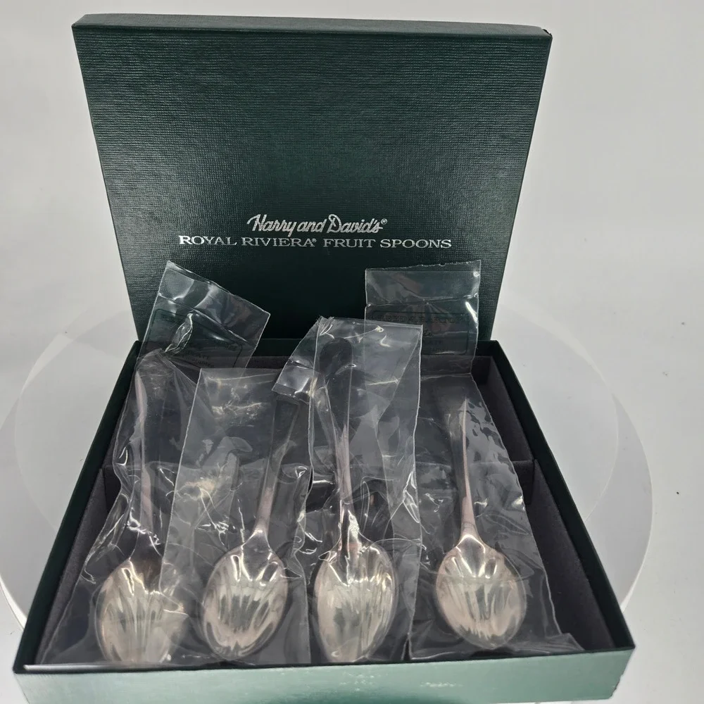 Harry and David‎ Royal Riviera Fruit Spoons Reed & Barton Silverplate Set of 4